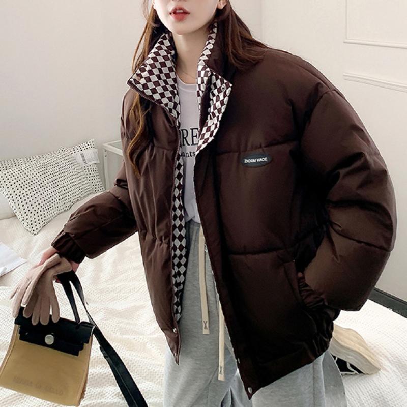 Новая зимняя пуховая хлопковая куртка, женская свободная стеганая куртка на молнии, женская однотонная утолщенная теплая парка-пуховик, куртки