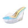 Women's Shoes Summer Super High Heel Sandals and Slippers Transparent Crystal Shoes Waterproof Platform Wedge 126 Series 10cm Heel 3cm Platfrom LFD