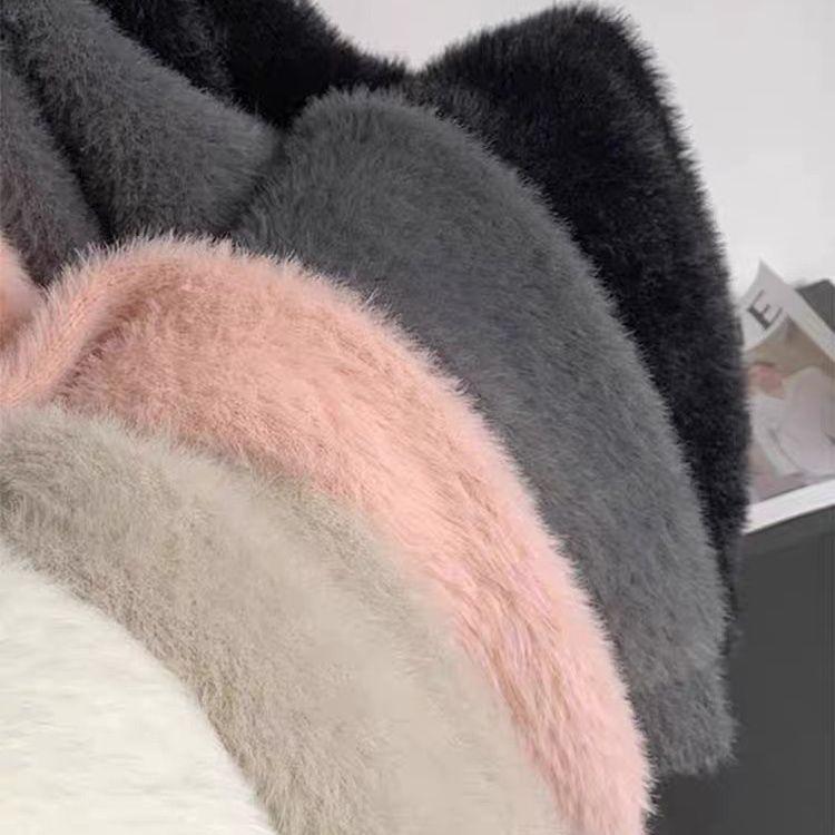 Женский кардиган из искусственной норки длиной выше колена, свободный повседневный утолщенный вязаный кардиган, куртка-свитер на осень и зиму