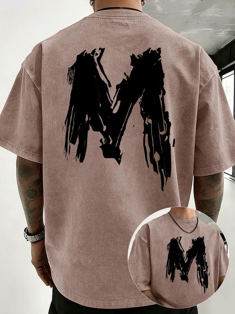 2026 Summer New Style Unisexs Retro Washed Pure Cotton TShirt Casual Fashionable Simple Letter Pattern Print Comfortable