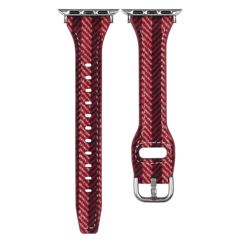 Xmas Style Wool + Leather Strap for Apple Watch Ultra 3 2 1 49mm / Series 11 10 46mm / 9 8 7 45mm / SE3 SE2 SE 6 5 4 44mm / 3 2 1 42mm Watch Band