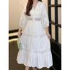 White Long Dress Women Summer Boho Lace Dresses Female Beach Holiday Hollow Out Dress Ladies Elegant Vintage Loose Vestidos