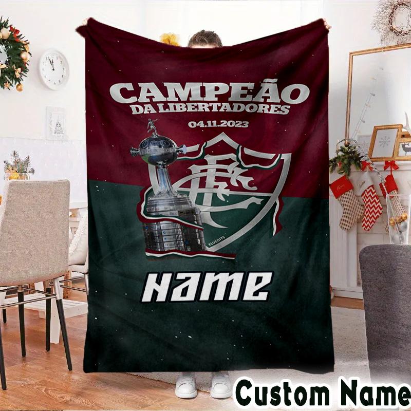 Custom Name Fluminense Football Club Throws Blanket Flannel Blankets for Couch Bed Gifts for Men Women Picnic blanket Christmas fan gifts