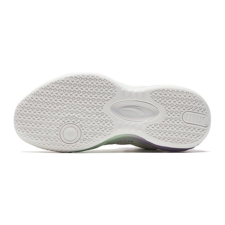 Anta Irregular 3 Durable Low-Top Kids Basketball Shoes Kids Basketball Shoes White Purple Green 322331102-1