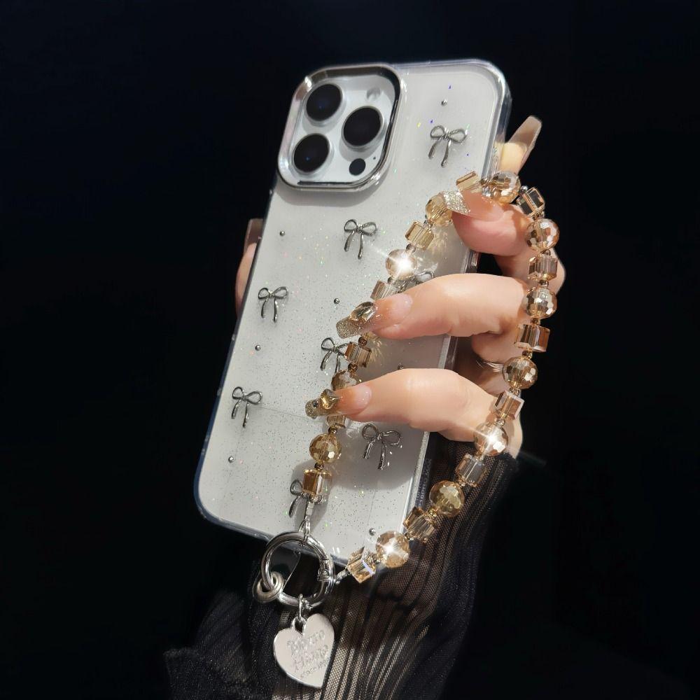 Короткая цепочка для телефона из хрустальных бусин, противоутерянный кулон-сердечко для телефона, ремешок для мобильного телефона, рождественские подарки