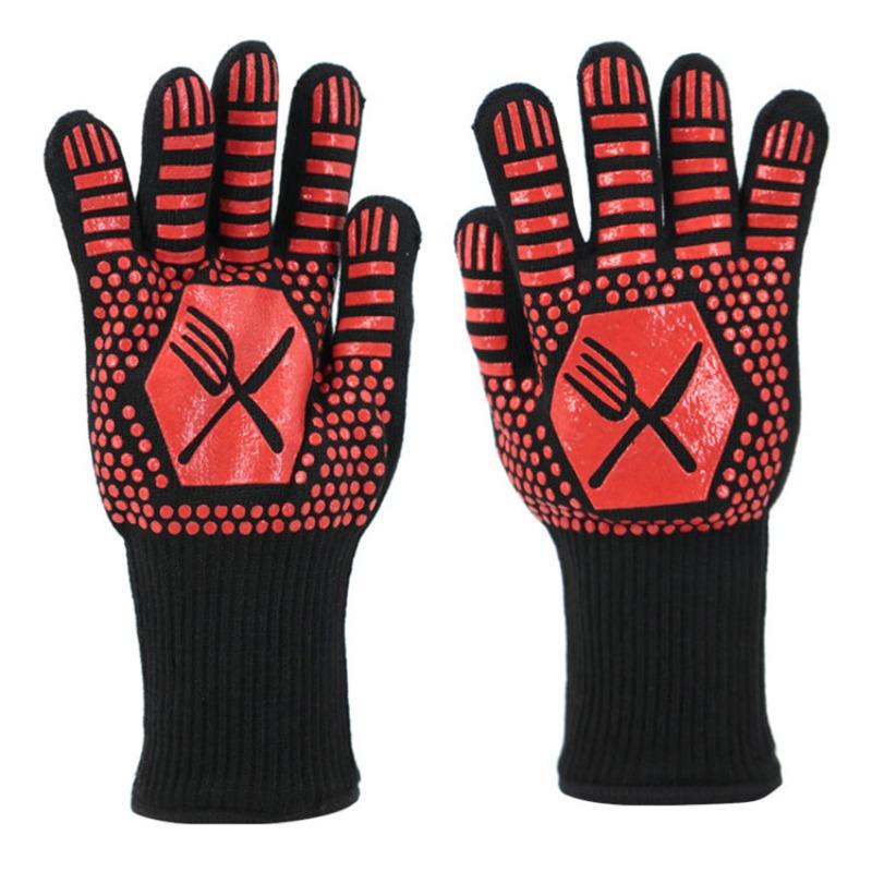 Meier High temperature resistance 500 degrees, silicone barbecue oven microwave oven anti-scalding high temperature insulation gloves