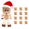 Christmas Wooden Man Figurine Shaking Wooden Man Figure Decoration Desktop Dashboard Funny Sculpture Ornament Cute Red Hat