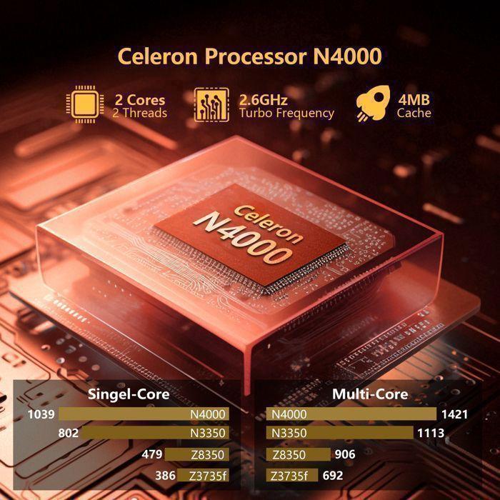 15,6" Портативный ПК, Intel Celeron N4000(До 2,6 ГГц),1080P FHD, ОЗУ 8 ГБ, Хранилище 256 ГБ, Win 11 PRO, WiFi5, Ноутбук