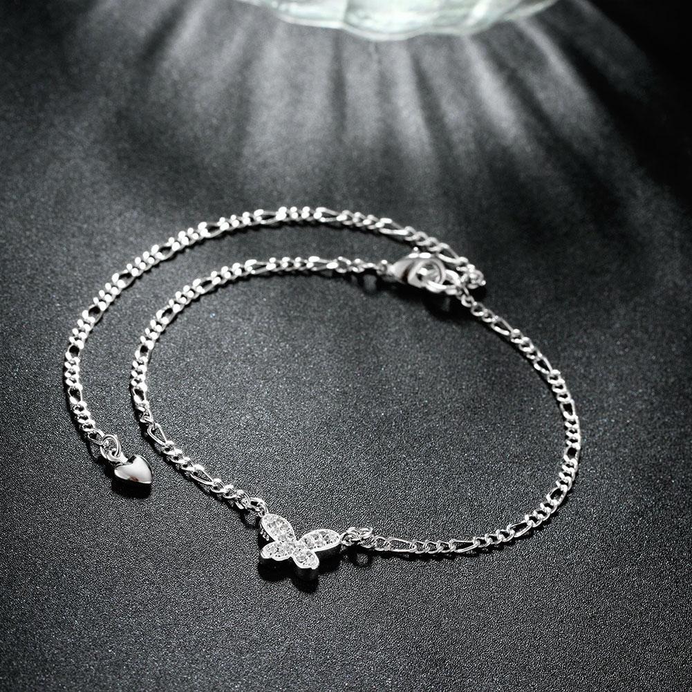 Lady Anklet Ankle Chain Zircon Inlaid Butterfly Shape Foot Ornaments Valentines Gift