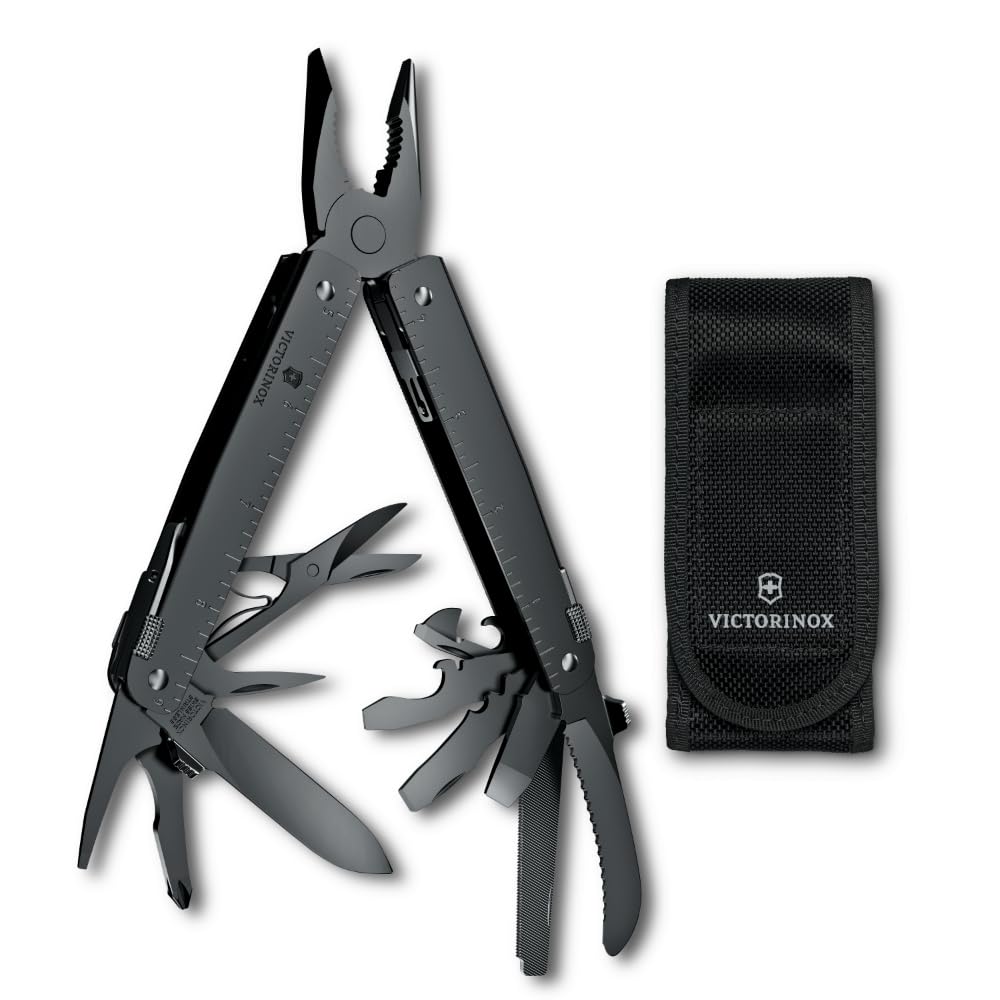 VICTORINOX Swiss Tool MXBS Black with Nylon Case Swiss Army Knife Multifunctional Knife Pliers Swiss Made Multitool with 26 Functions with Lock []