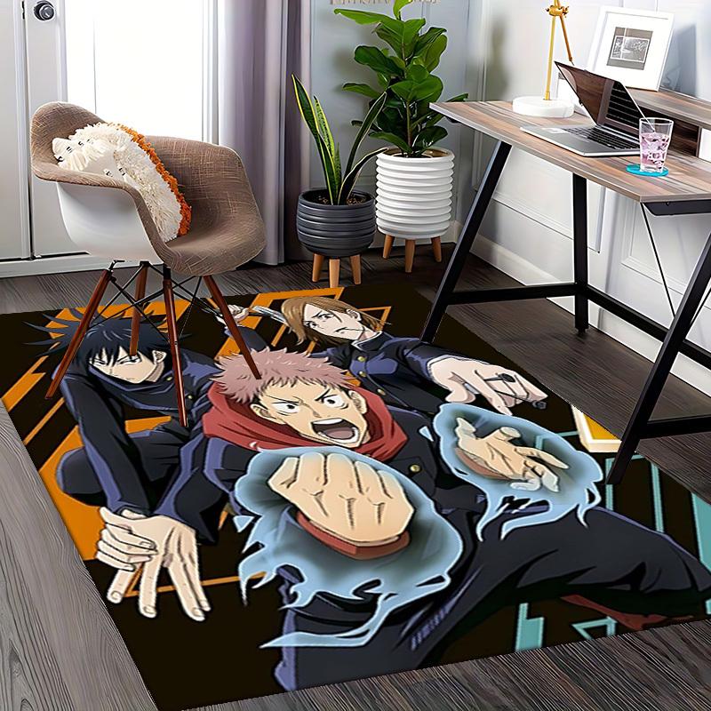 1pc Anime Cartoon Design Jujutsu Kaisen Chair Mat - Seasonal Gift for Office, Home Decor, Living Room, Bedroom, Game Room - Non-Slip Carpet Suitable f