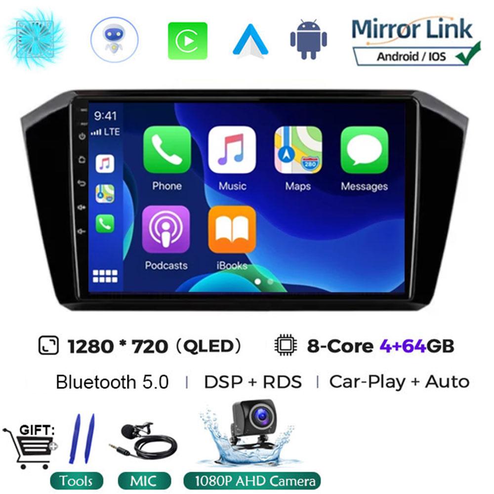 10,1 дюймовая автомагнитола Android 14 для VW Volkswagen passat B8 2015 - 2020Беспроводной Carplay Auto Мультимедиа ADAS AHD RDS Видео DSP