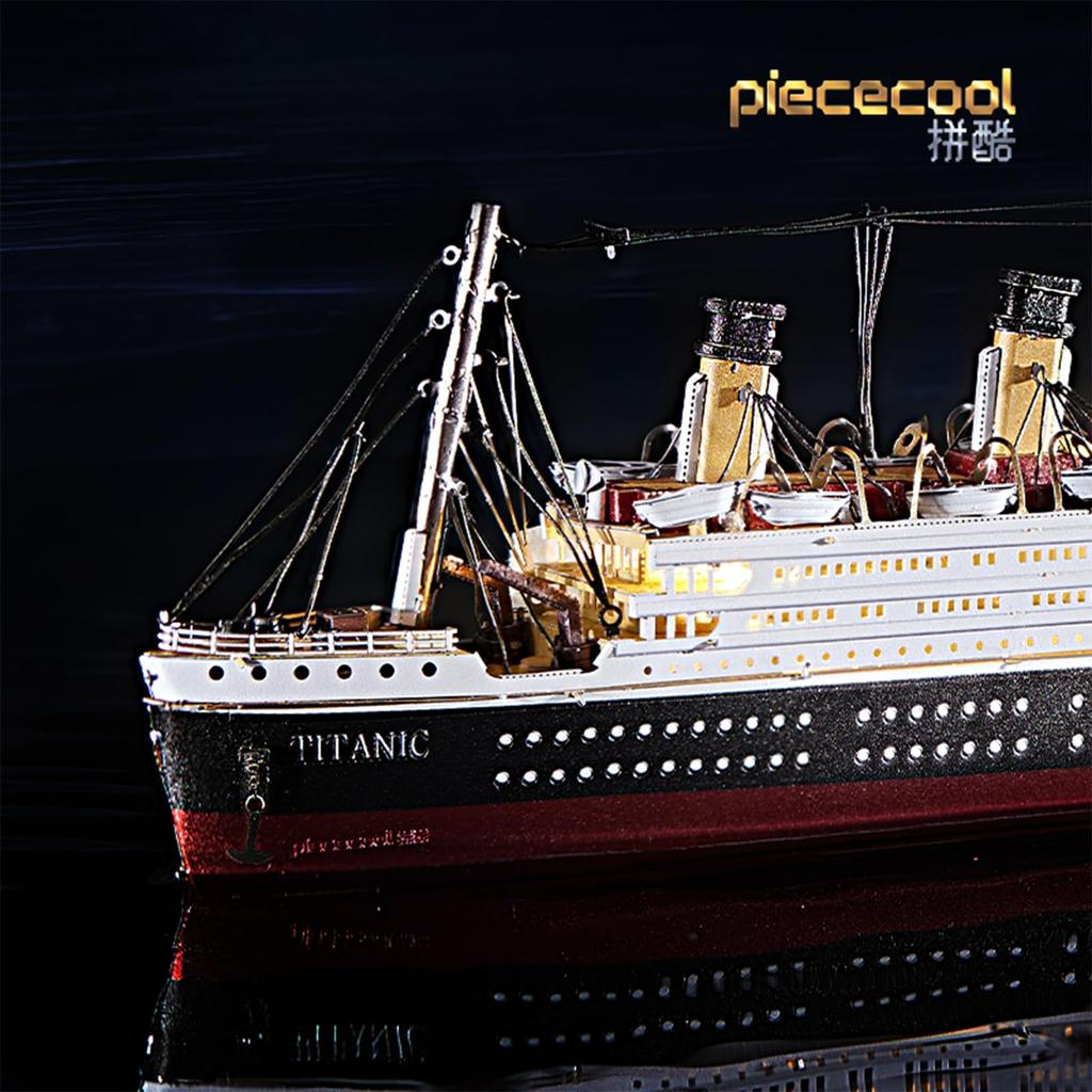 Piececool Titanic 3D Puzzle, British Luxury Cruise Ship, Metallic Nano Puzzle, 3D Metal Puzzle, Metal, Assembly Required, No Glue Required, 4-Star