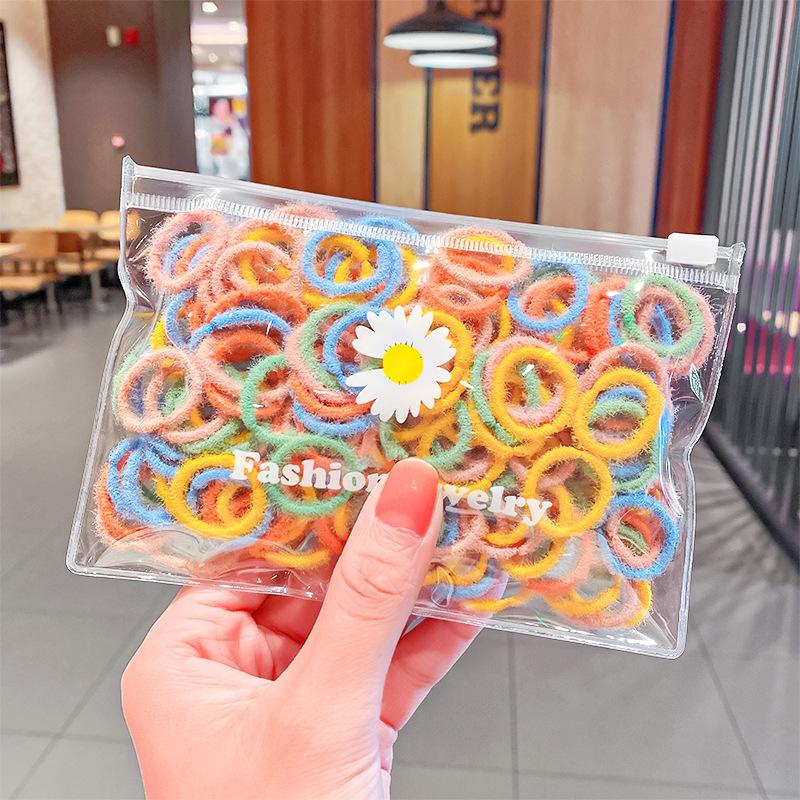 100 шт./пакет Простые практичные маленькие резинки для волос для девочек и детей, эластичные резинки для волос, аксессуары, резинка для волос, кольцо, головной убор