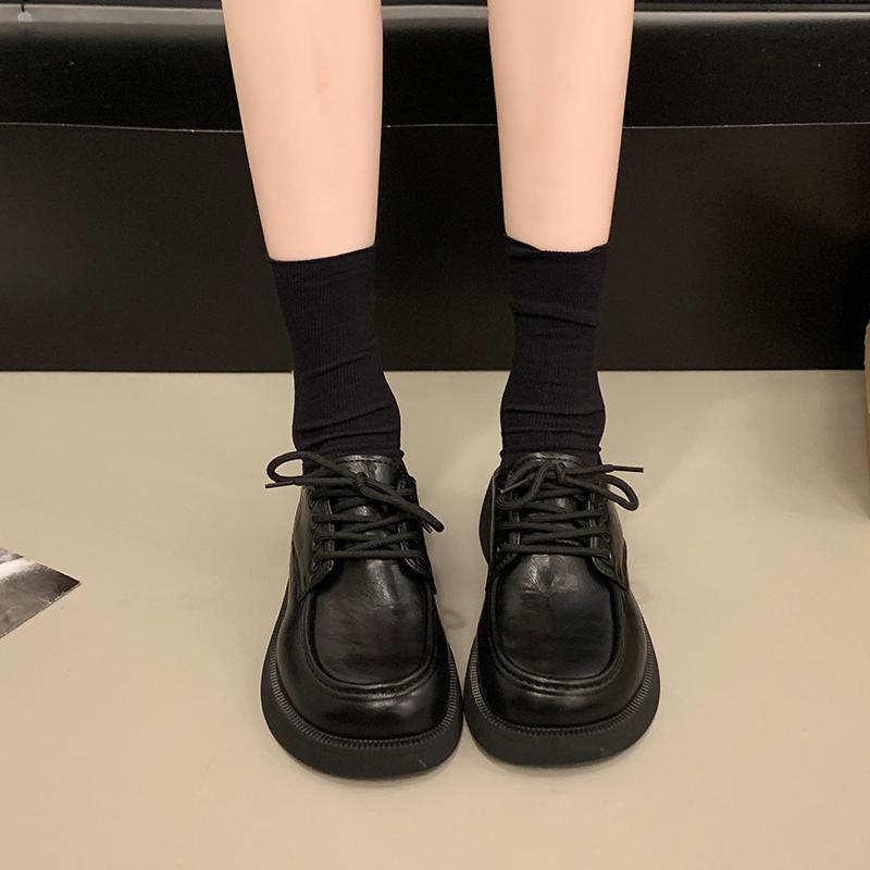 Модные туфли в студенческом стиле с толстой подошвой, женские туфли на шнуровке, модные туфли для девочек в стиле ретро, коричневые туфли Jk Uniform, одинарные туфли
