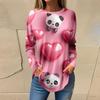 Tee Shirts For Women Casual Round Neck Long Sleeve Shirts Valentine's Day Printing Top Pullover