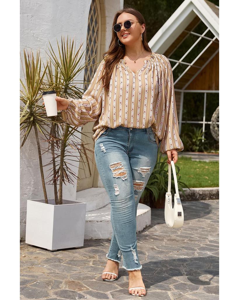 Azura Exchange Блузка с разрезом на шее и принтом