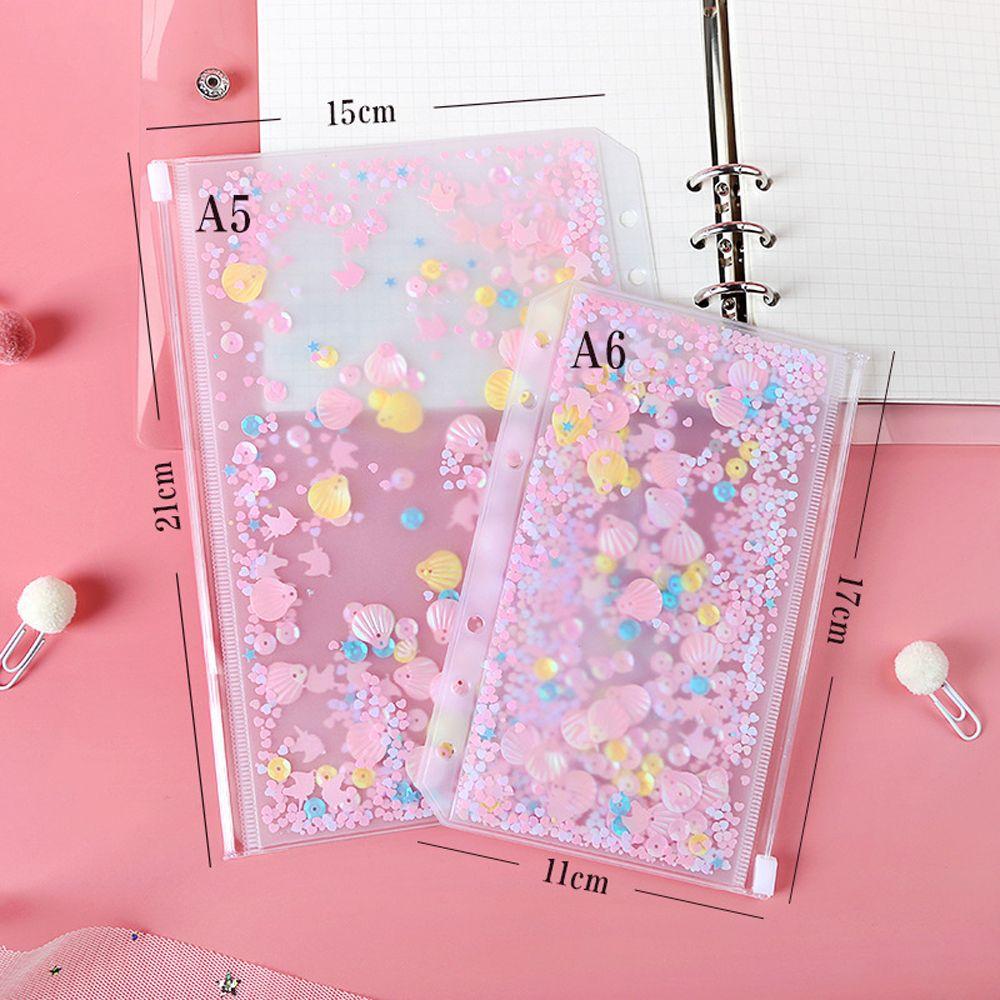 PVC Loose Leaf Standard 6 Hole File Storage Bag A5/A6 Binder Storage Pouch Inner Pocket File Holder