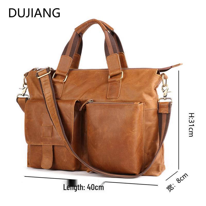 European-American Retro 17-Inch Business Laptop Handbag - Fashionable Commute & Travel Crossbody Briefcase