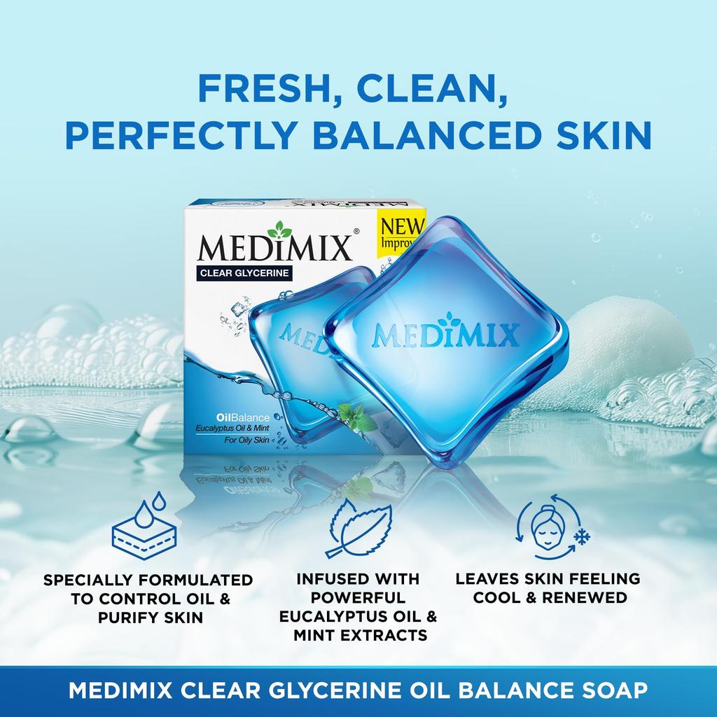 Мыло-гель Medimix Clear Glycerine Oil Balance с маслом эвкалипта и мятой для жирной кожи 100 г (3 + 1)