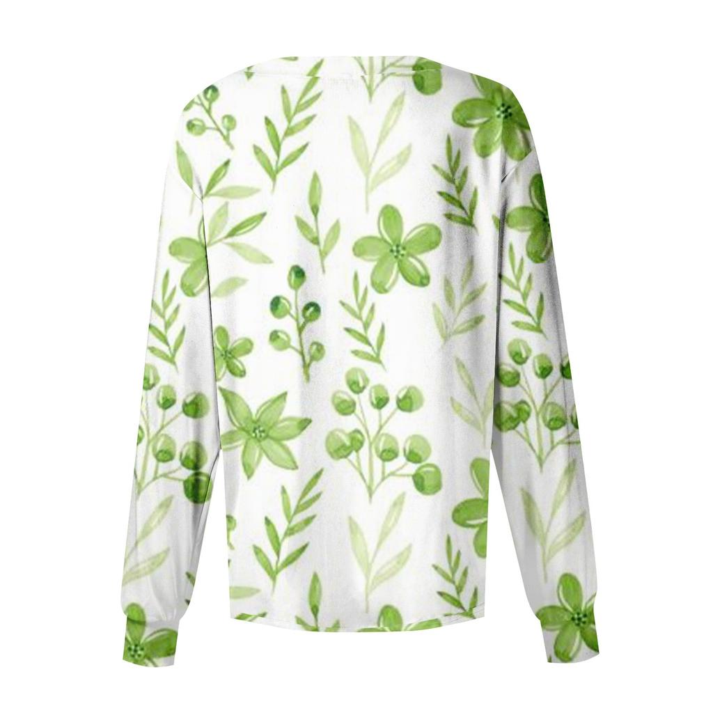 Женская повседневная однобортная рубашка с длинными рукавами St. Кардиган для рабочей одежды с принтом ко Дню Святого Патрика