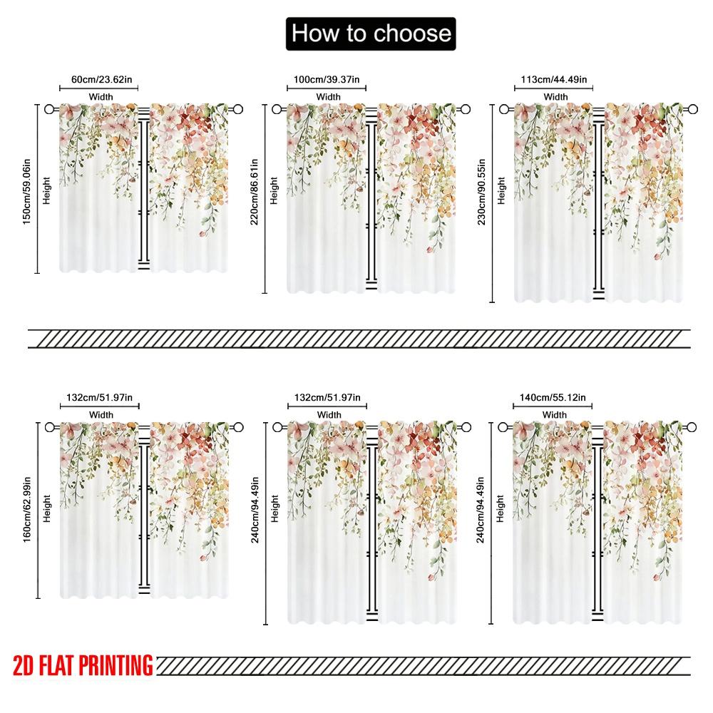 2 шт., 2D плоская печать Популярные шторные панели Цветочный каскад Универсальные 100% полиэстер (без стержня) Украшения для дома для