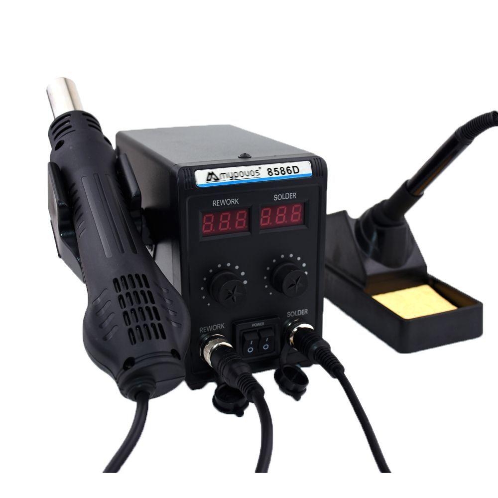 750W 8586D Soldering Station 2-in-1 Hot Air Gun, LCD Display Screen, Dual Digital Display, Soldering Iron, SMD Repair Station