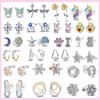 925 Silver Snowflake Butterfly Dragonfly Stud Earrings Avocado Star Moon Cat Paw Small Earrings For Women Jewelry Pendientes