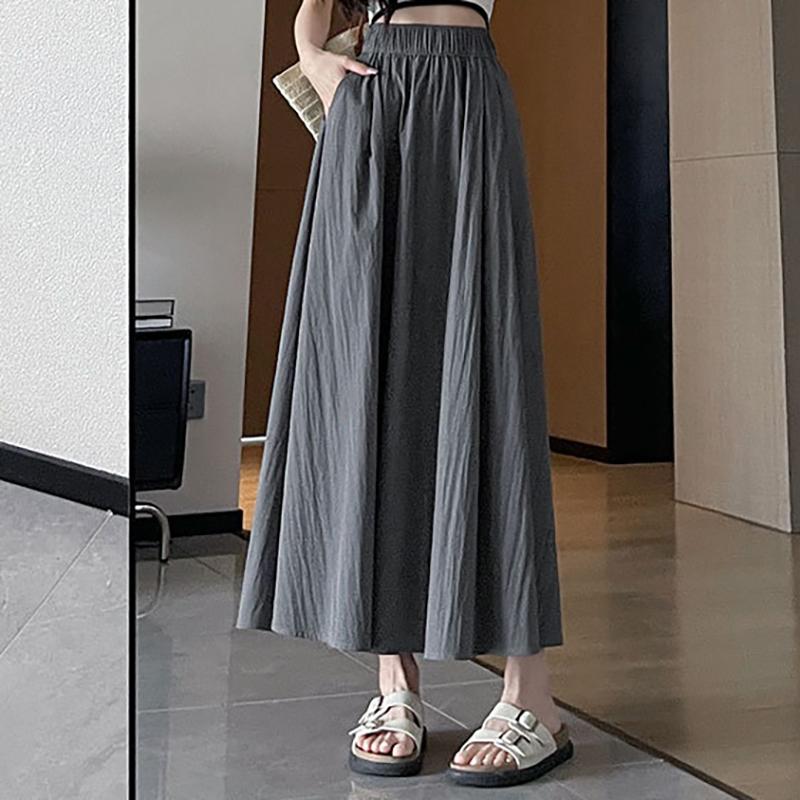 2025 Новая летняя юбка с высокой талией, женская юбка-зонтик А-силуэта, длинная плиссированная юбка, абрикосовая юбка Yamamoto