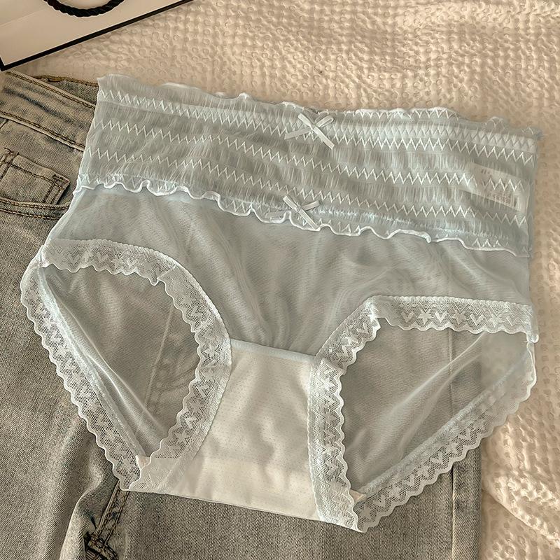 Women's Panties Plus Size Mid-waist Translucent Lace Edge Sexy Hip Lift Breathable Briefs
