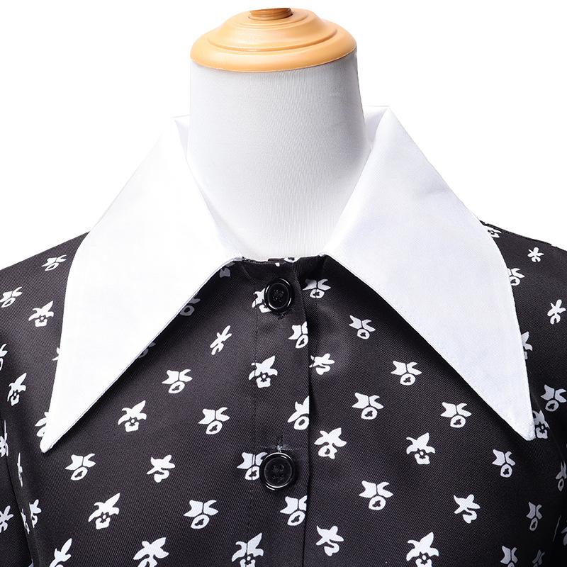 Anime Wednesday Adams Cos American Drama Same Dress Wednesday Halloween Women's Black Dress Costume For Girl