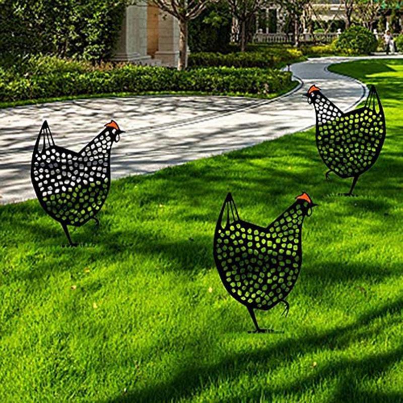 Fairy Garden Standing Chicken Rooster Statue Outdoor Stakes Yard Sign Ornaments Decor Acrylic Hen Yard Outdoor Lawn Garden Decor