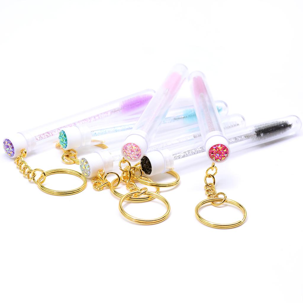 5pcs Eyelash Brushes Tubes With Keychain Lash Brush In Clear Container Disposable Eyelash Extension Mascara Wands With Case