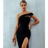 Bodycon Bandage Dress Women Elegant Black One Shoulder Strapless Celebrity Runway Part Gown