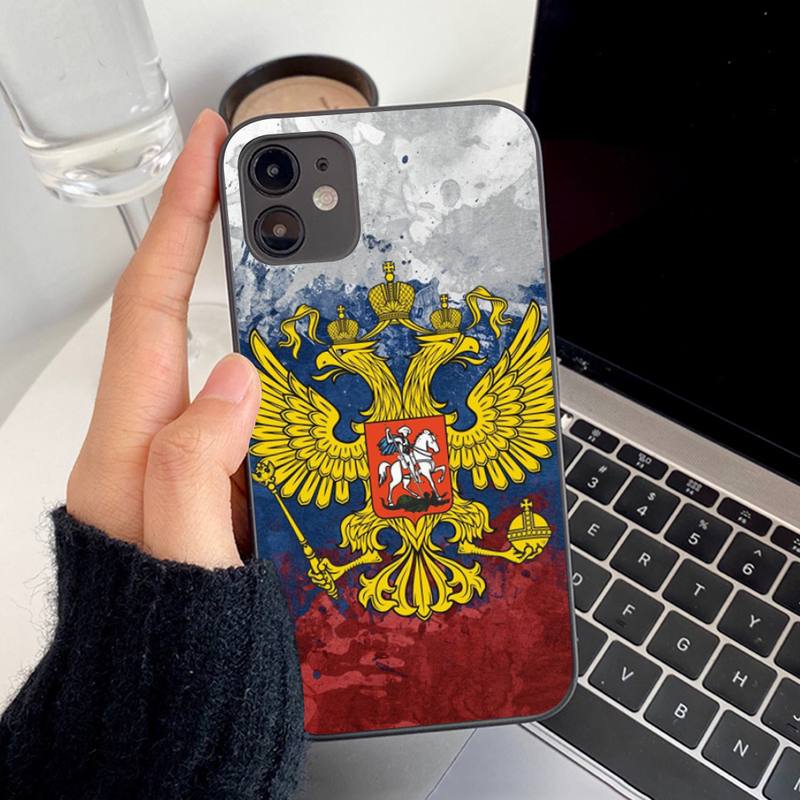 Чехол для телефона с эмблемой Poccnr и российским флагом для iPhone 13 8 7 6S Plus X 5S SE 2020 XR 11 12 mini pro XS MAX