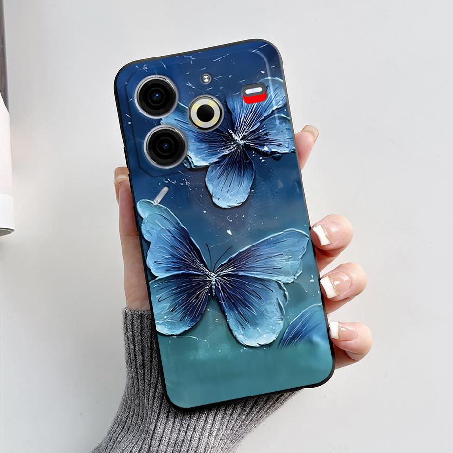 6,78" Для Tecno Pova 6 Neo Чехол Pova6 Neo Задняя крышка Стильный узор Черный силикон Мягкие чехлы для телефона Для Tecno Pova 6 Neo Fundas