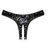 Adults Womens Open Crotch High Cut Thong Elastic Waistband Wet Look Patent Briefs Lingerie
