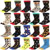 1 Pair Men's Fun Hip Hop Skateboard Beer Happy Art Print Mid Socks, EU38-46
