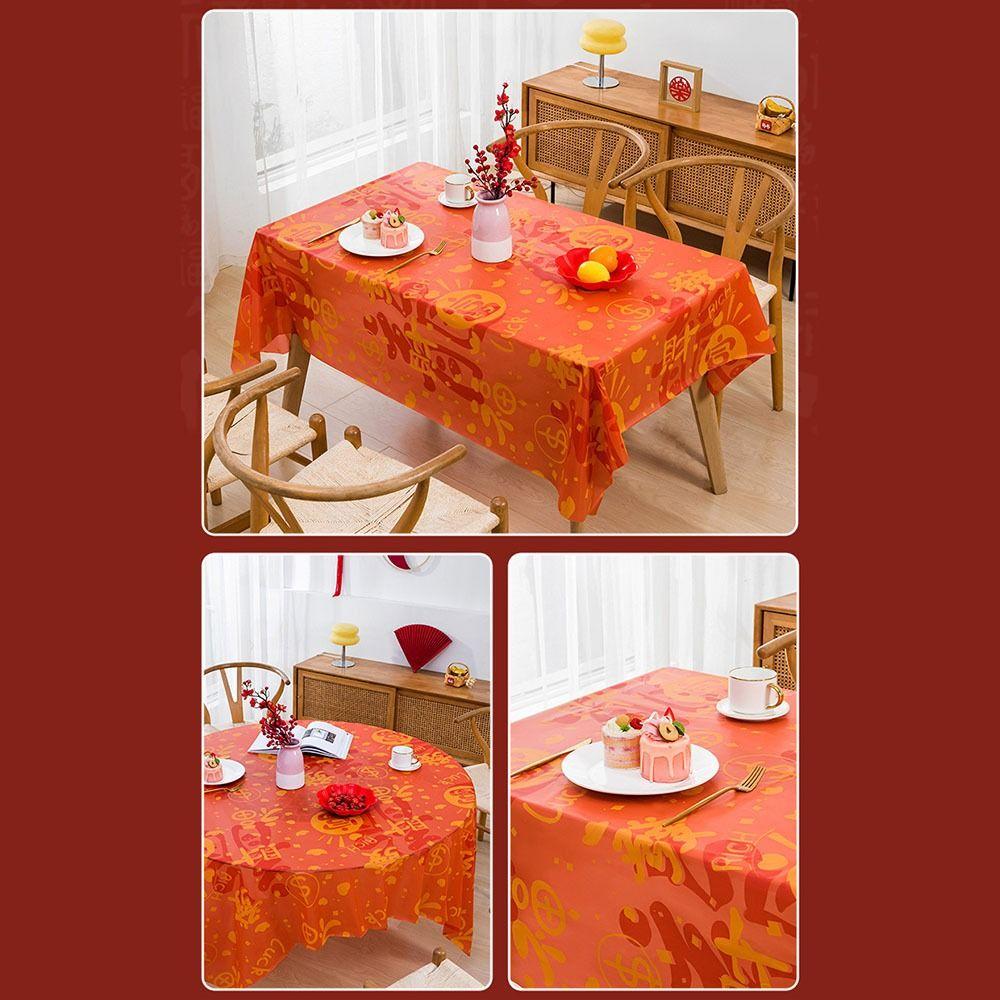 Thickened Chinese New Year Table Cloth PEVA Red Festive Table Cloth  New Year Party Supplies