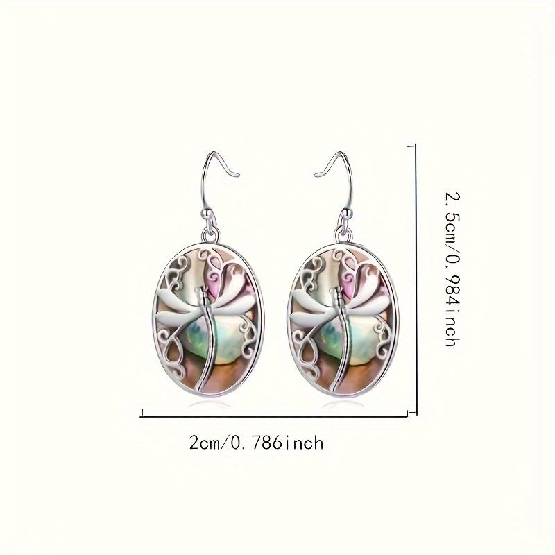 Винтажные серьги-подвески в форме ракушки овальной формы с резным узором в виде стрекозы в стиле бохо, туристический сувенир