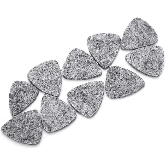 10Pcs Wool Felt Guitar Picks Ukulele Picks, 3mm Thin Red Plectrums with Solid Leather for Ukelele Bass Guitar (Gray)