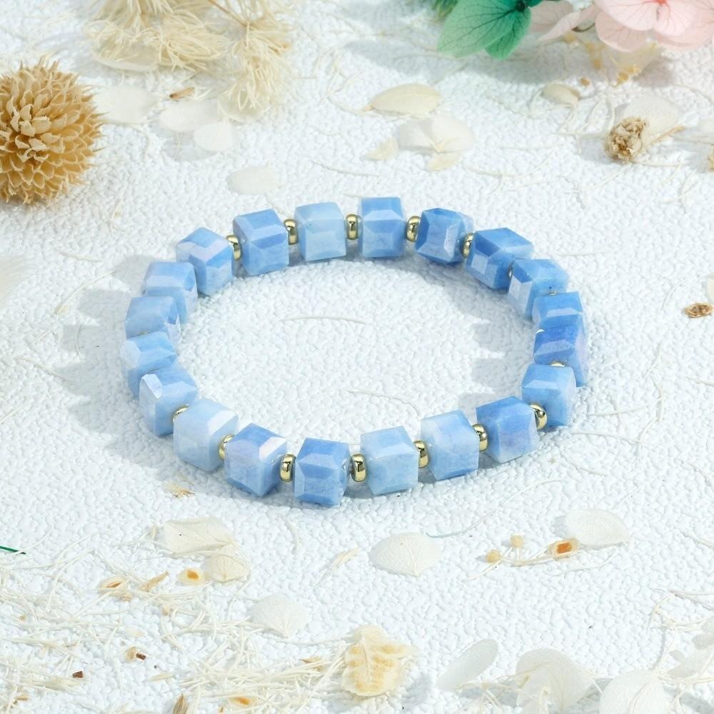 Glossy Crystal Glass Chain Sweet Colorful Hand Chains Fashion Small Sugar Cubes Bracelets Unisex