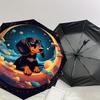 1pc Space Dachshund Adventure Umbrella with Plastic Handle,Suitable for All Seasons Home Travel Outdoor UmbrellaDD640
