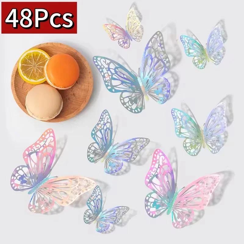 12/48 шт. Модные 3D-бабочки Креативные DIY Наклейка на стену Современное искусство для стен Дом Спальня Комната Декоративные бабочки DIY Подарок