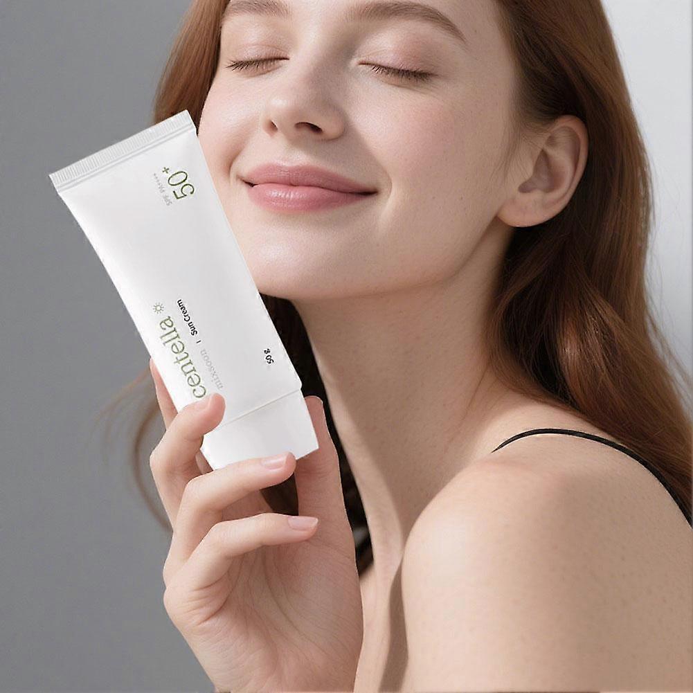 Centella Asiatica Sunscreen with Spf50 Pa Protection, Lightweight Creamy Texture for Sensitive Skin, 50g less