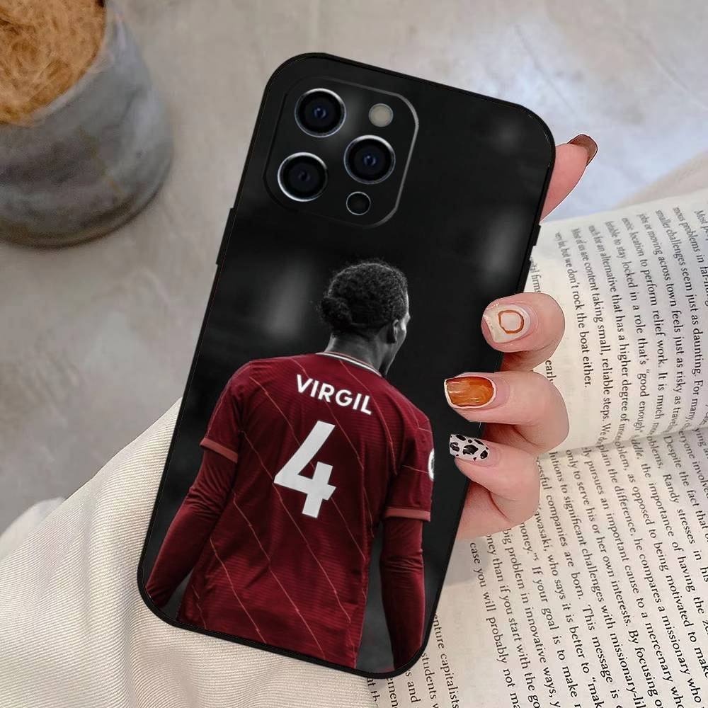 ФУТБОЛ V-Вирджил ван Д-Дийк Чехол для телефона для iPhone 17,16,15,14,13,12,11 Plus,Pro Max,XS,Мягкий силиконовый черный чехол