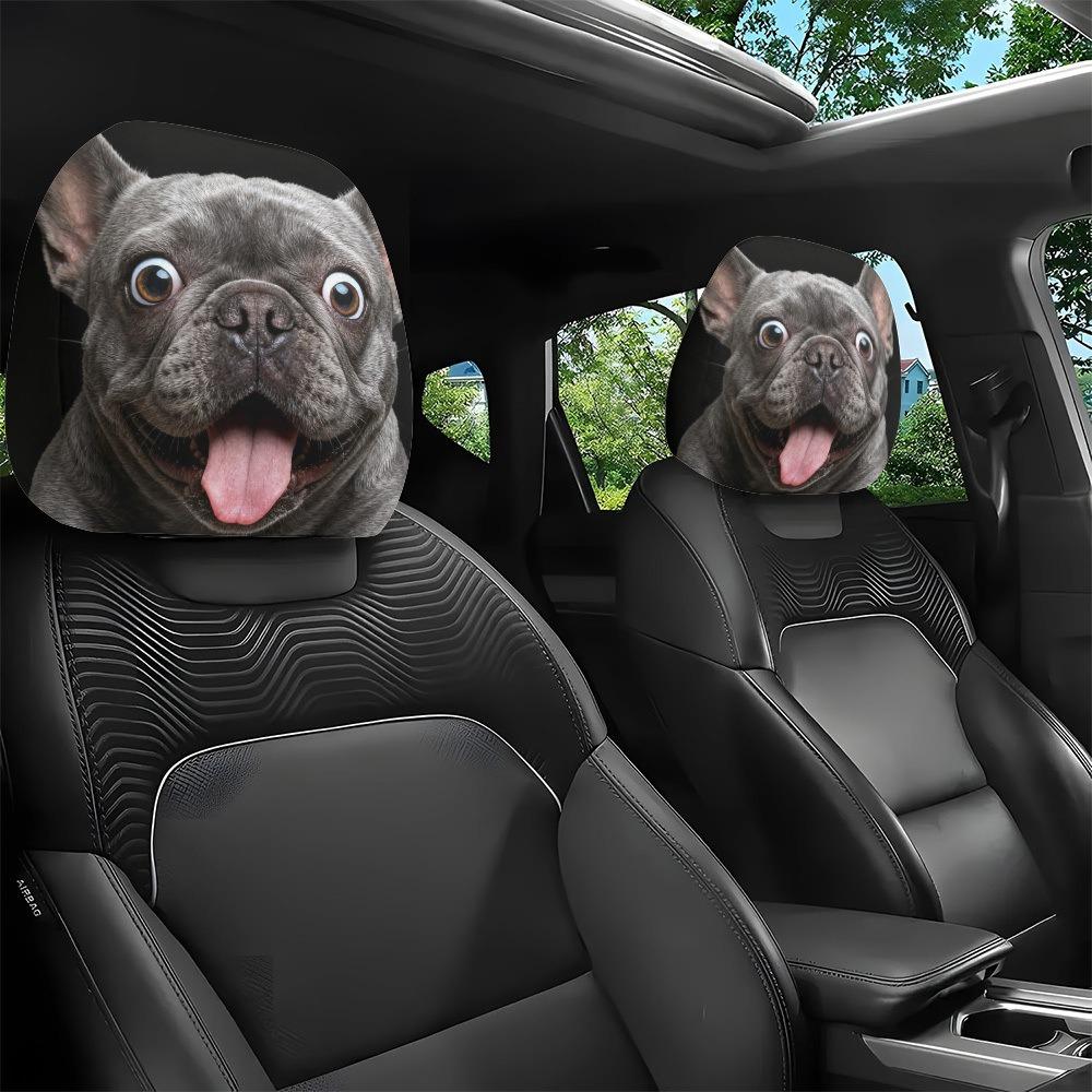 2Pcs Funny Car Seat Headrest Protectors Elastic Automobile Pillowcase Halloween