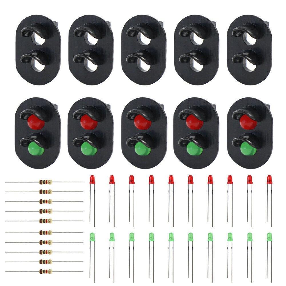 Set of 10 Signal Heads with 3mm LEDs for HO or OO Scale For Railway Signals
