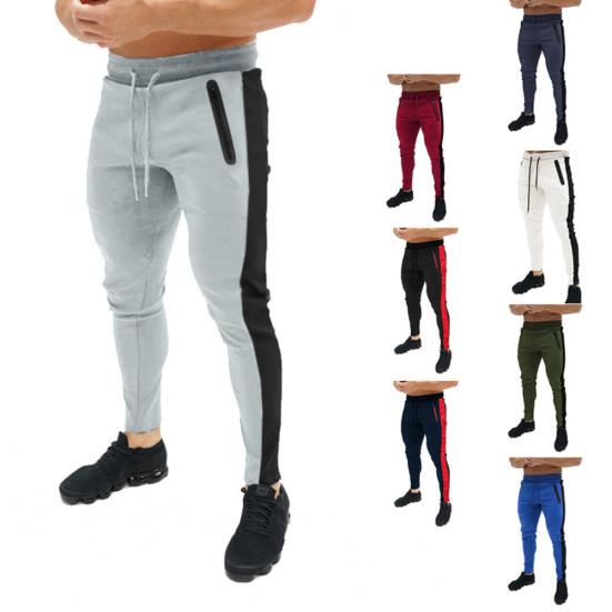Спортивные мужские осенние брюки-карандаш для джоггинга с цветными блоками, карманами на кулиске и зауженным кроем