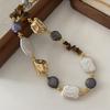 Baroque Pearl Necklace Summer Does Not Fade Tiger'S Eye Stone Neck Chain High Quality Accessories Ethnic Style Sweater Chain Women